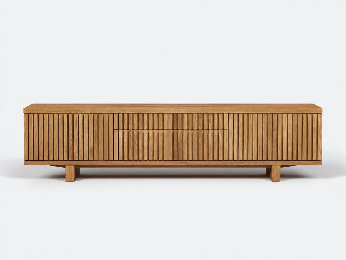 Meuble TV 180×40×75 cm – bois marron et métal noir – design moderne salon