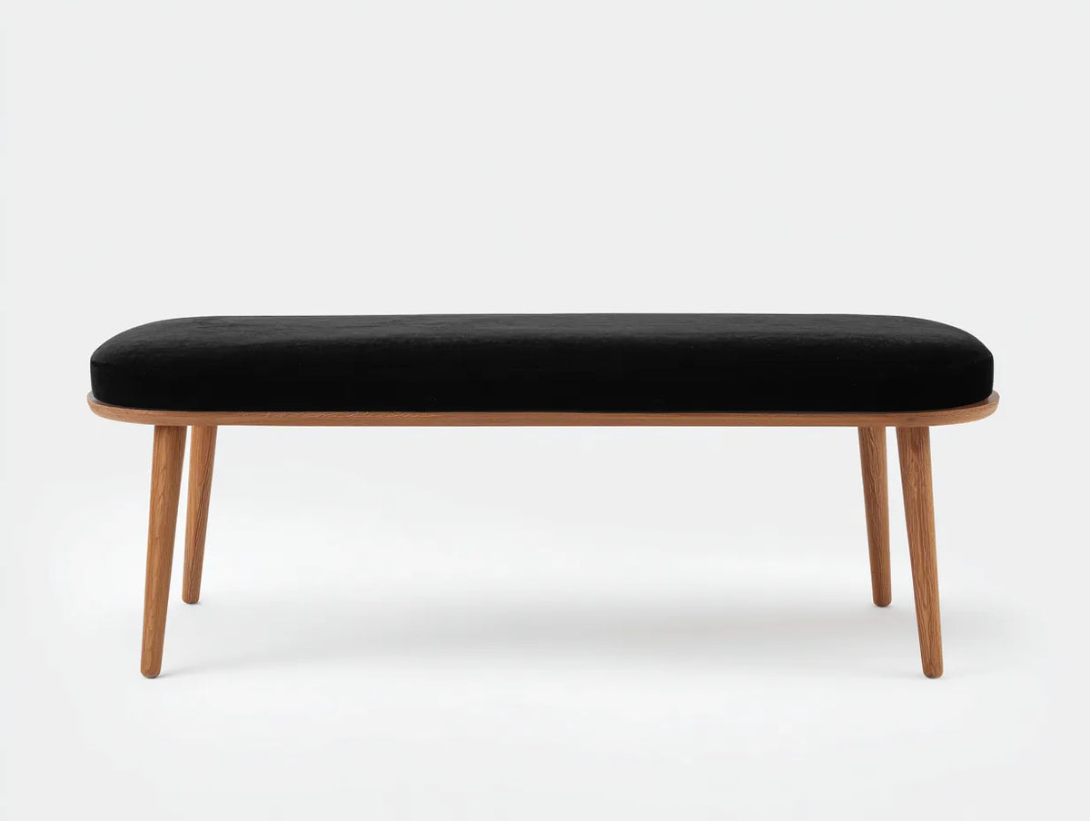 Banc de chambre velours noir 140×42×46 cm – bois marron style minimaliste