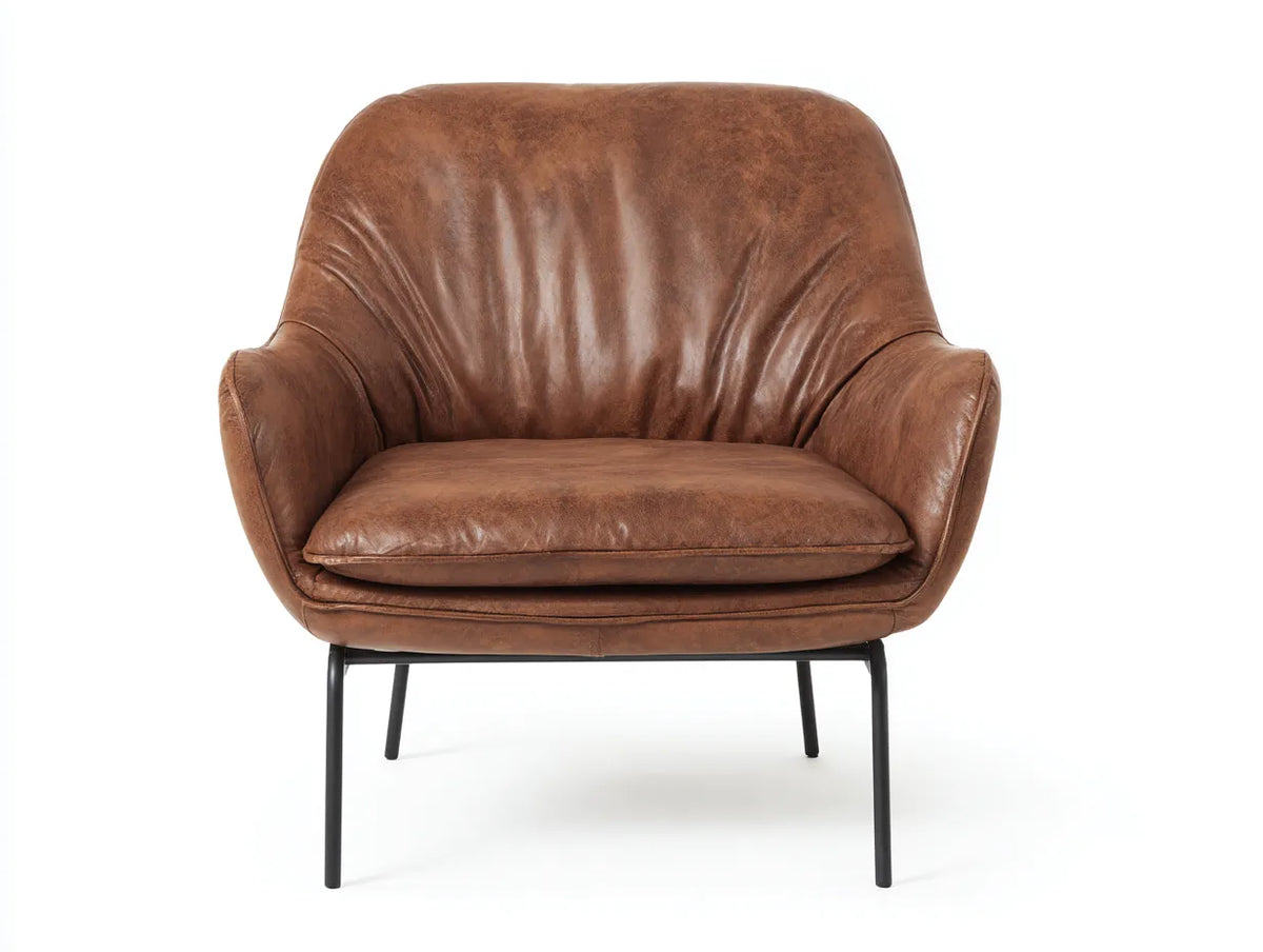 Chaise de salle à manger effet cuir 76×78×83 cm - marron et noir - salon style industriel