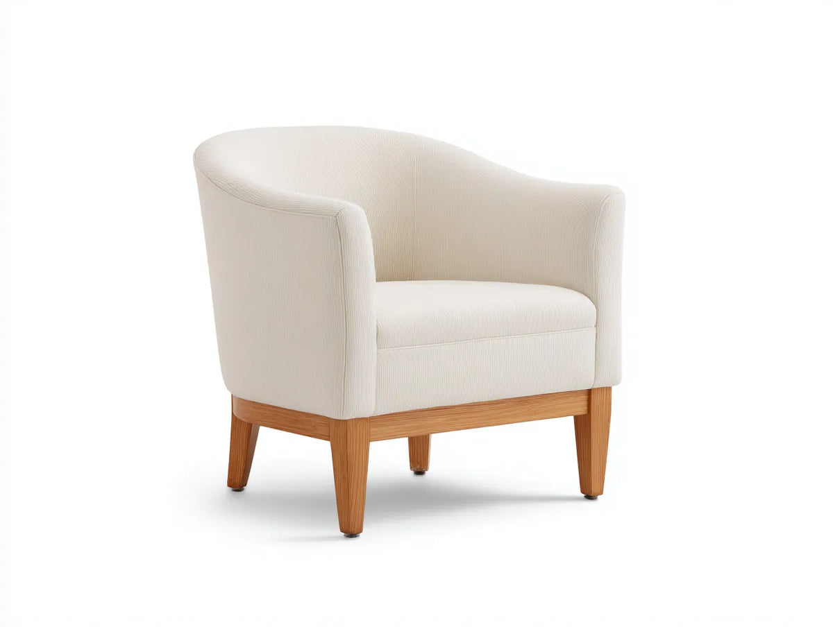 Fauteuil salon tissu écru 78×76×82 cm – assise confortable style contemporain