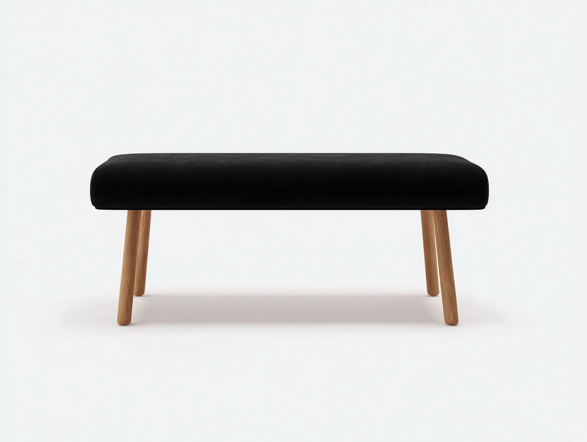 Banc de chambre en velours 130×40×45 cm - noir et bois clair - style minimaliste