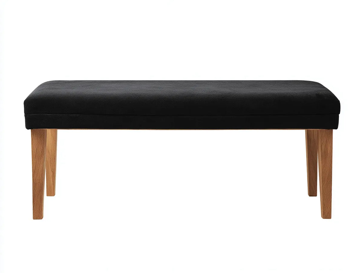 Banc de chambre 110×40×45 cm – tissu noir et bois clair – design moderne pour chambre