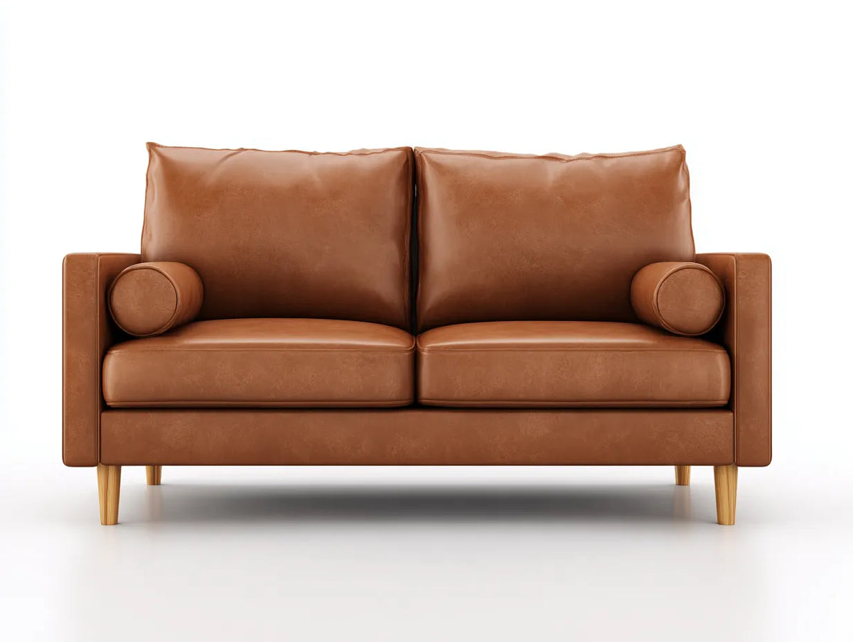 Canapé 2 places 176×88×84 cm – similicuir marron clair – design contemporain salon