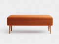 Banc de chambre en tissu 135×45×48 cm - orange et bois clair - style contemporain
