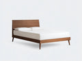 Lit bois noyer 160×200×95 cm – finition marron chaleureuse style moderne chambre à coucher