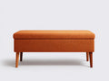 Banc de chambre tissu orange 120×45×48 cm – bois marron style moderne avec rangement