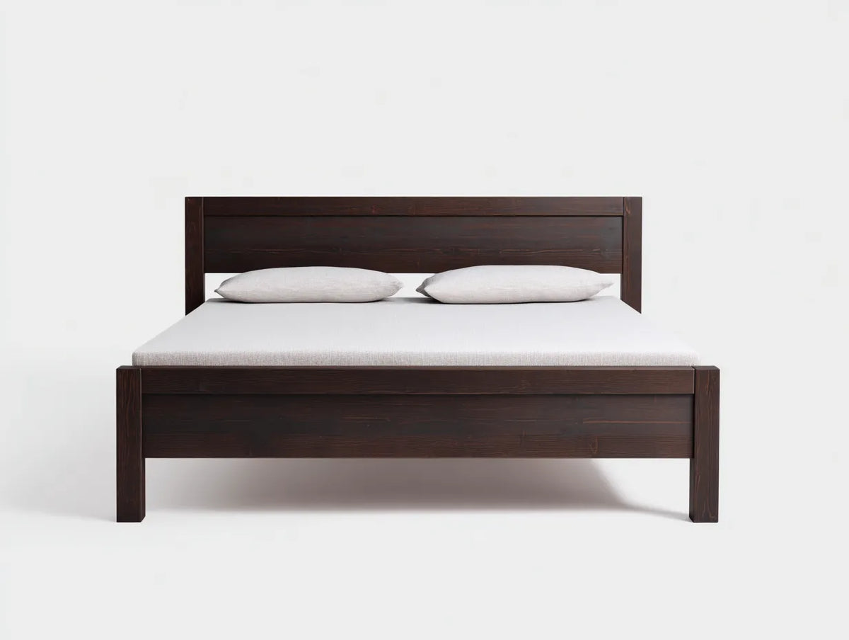 Lit bois 160×200×100 cm – finition brun foncé style contemporain chambre à coucher