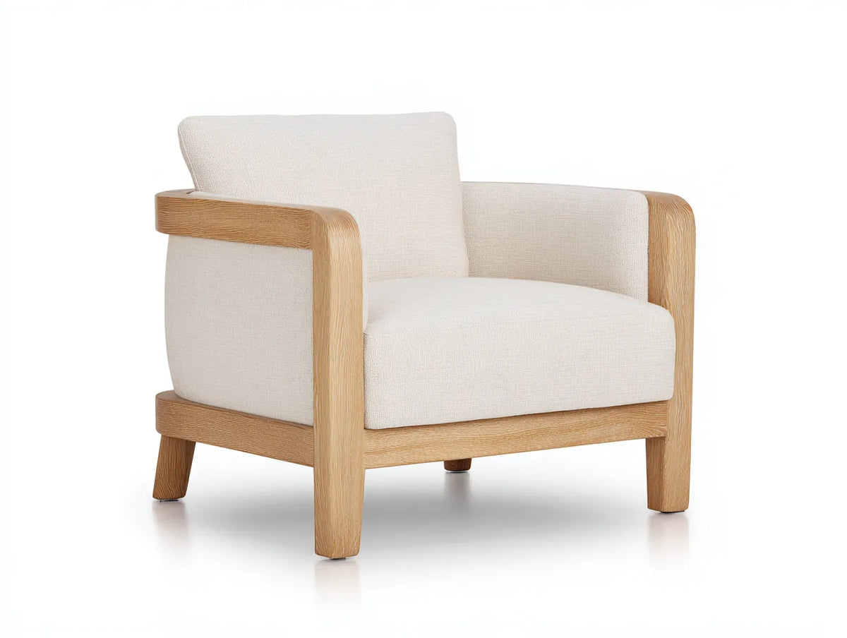 Chaise de salle à manger en tissu et bois 72×70×78 cm - écru et bois clair - salon style contemporain