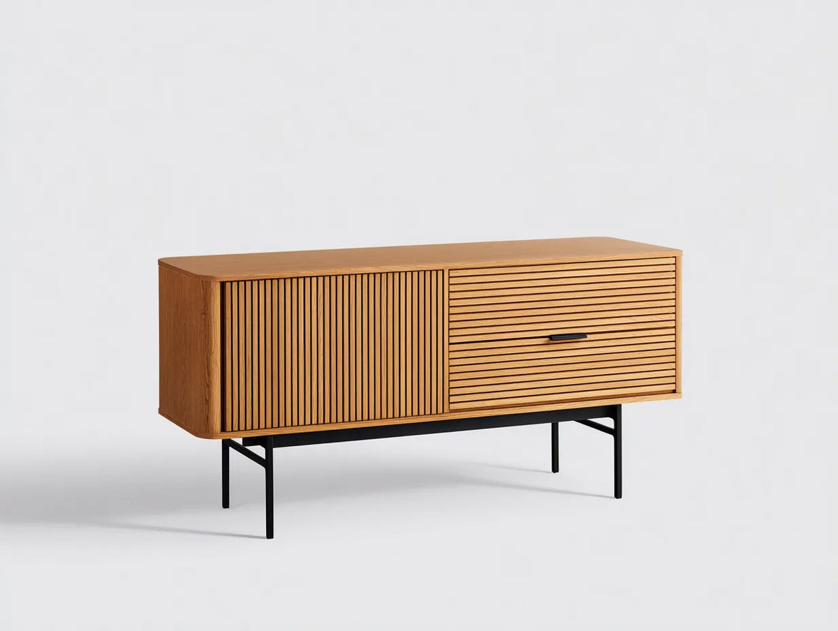 Meuble TV 200×42×75 cm – bois clair marron – design moderne salon